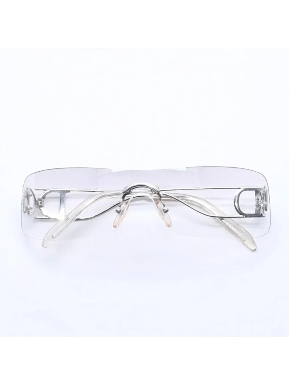 Dior Miss Ella Rimless Sunglasses Shield Gray Silver Eyewear